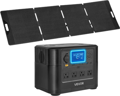 VEVOR Portable Power Station with 200W Solar Panel, 1800W Solar Generator Power Station, 1008Wh LiFePO4 Battery Backup with 9 Output Ports for for Home Emergency, Outdoor Camping, RV Travel