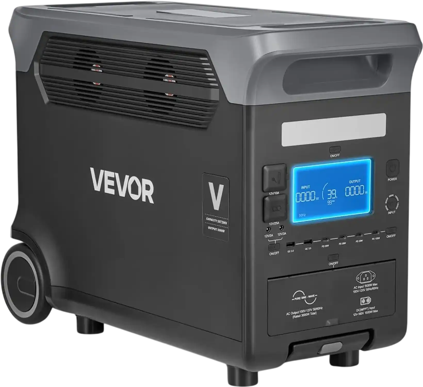 Vevor Portable Power Station 3000W 3072Wh LiFePO4 Battery Backup New