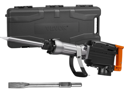 VEVOR Demolition Jack Hammer, 2200W Electric Jackhammer Heavy Duty, 1350 BPM Concrete Breaker, 2pcs Chisels Bit Chipping with Case, Black