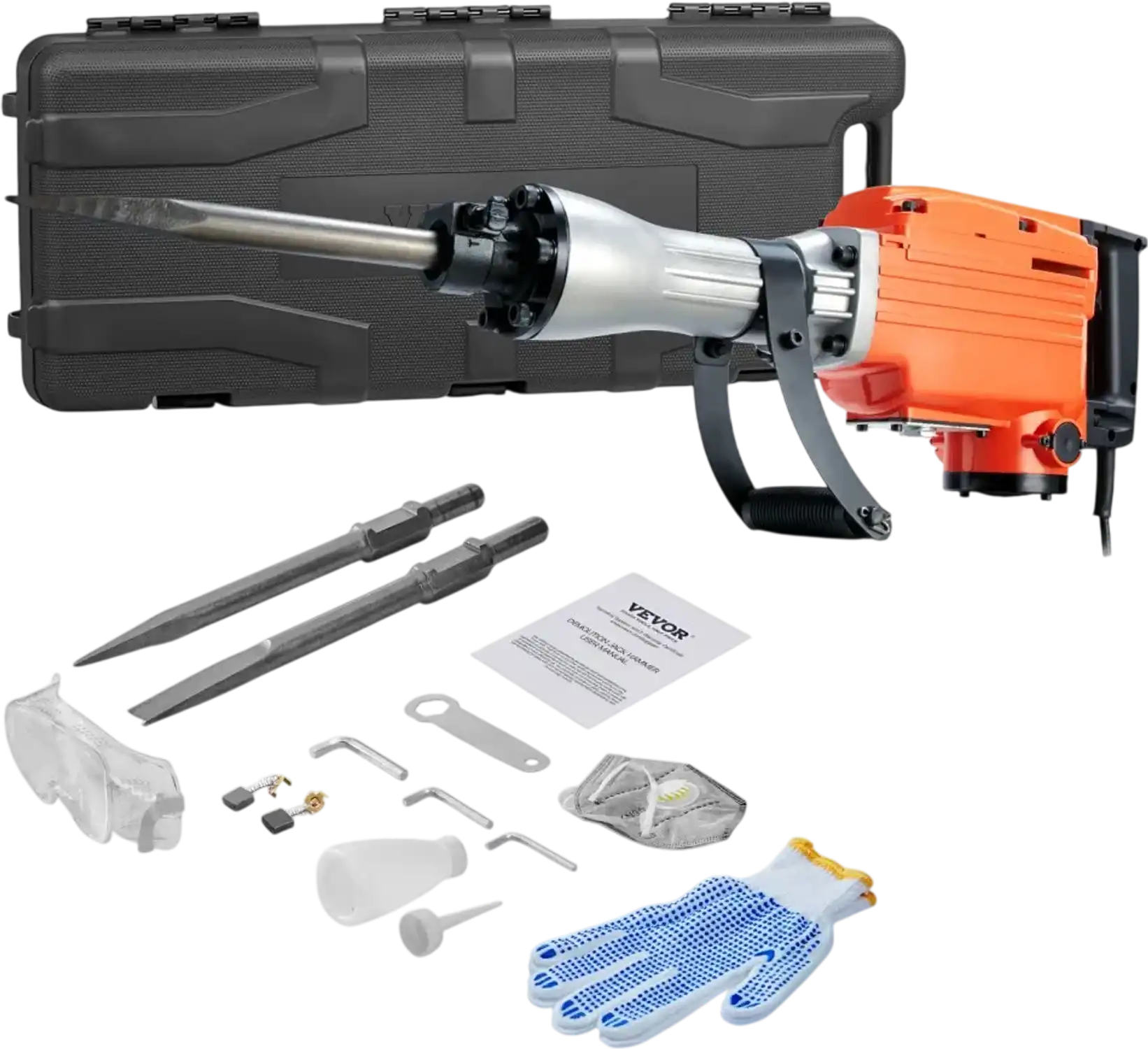 Vevor Demolition Jack Hammer 2200W Electric Concrete Breaker with 2 Chisels & Case New