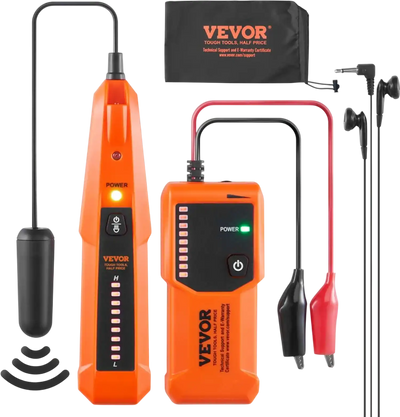 VEVOR Underground Cable Locator, 3 FT Max. Detection Depth, Wire Tracer Break Detector Finder with Earphone, 1000 FT Max.Detection Length Cable Tester for Pet Fence Buried Sprinkler Valve Irrigation