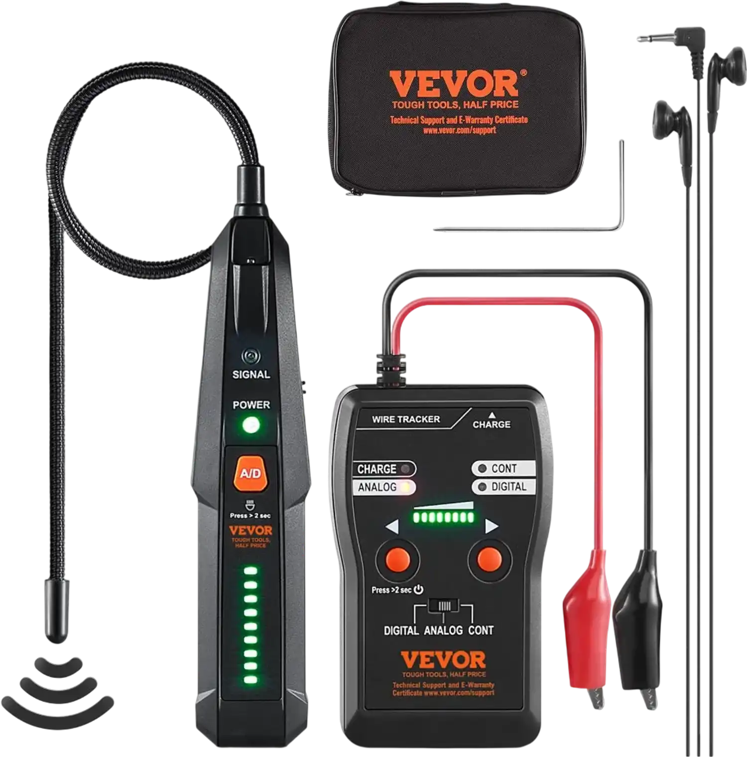 Vevor Underground Cable Locator Wire Tracer Break Detector with Earphone 6.5' Depth 3280' Range New