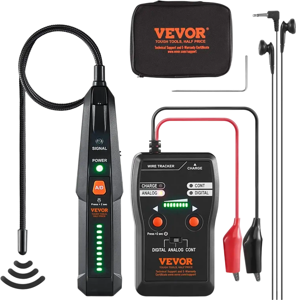 VEVOR Subterranean Wire Locator, Up to 6.5 FT Detection Depth, Earphone-Included Cable Tracer and Break Detector, 3280 FT Detection Range, Ideal for Locating Hidden Pet Fences and Sprinkler Valves