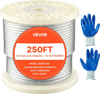 VEVOR 1/4 Inch Wire Rope, 250 ft Length, Zinc Galvanized Carbon Steel Cable with Gloves, 7000 lbs Breaking Strength, 7 x 19 Strands Construction, Wire Cable for Deck Railing System, Garden Trellis