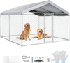 VEVOR Outdoor Dog Kennel, 9.84 x 9.84 x 7.05 ft Large Dog Kennel with Secure Lock, Outside Dogs Enclosures with UV-Resistant & Waterproof Roof Cover, Heavy Duty Pet Crate Cage Run for Large Dogs
