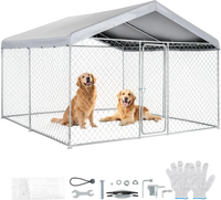 VEVOR Outdoor Dog Kennel, 9.84 x 9.84 x 7.05 ft Large Dog Kennel with Secure Lock, Outside Dogs Enclosures with UV-Resistant & Waterproof Roof Cover, Heavy Duty Pet Crate Cage Run for Large Dogs