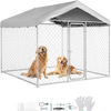 VEVOR Outdoor Dog Kennel, 7.55 x 7.55 x 7.05 ft Large Dog Kennel with Secure Lock, Outside Dogs Enclosures with UV-Resistant & Waterproof Roof Cover, Heavy Duty Pet Crate Cage Run for Large Dogs