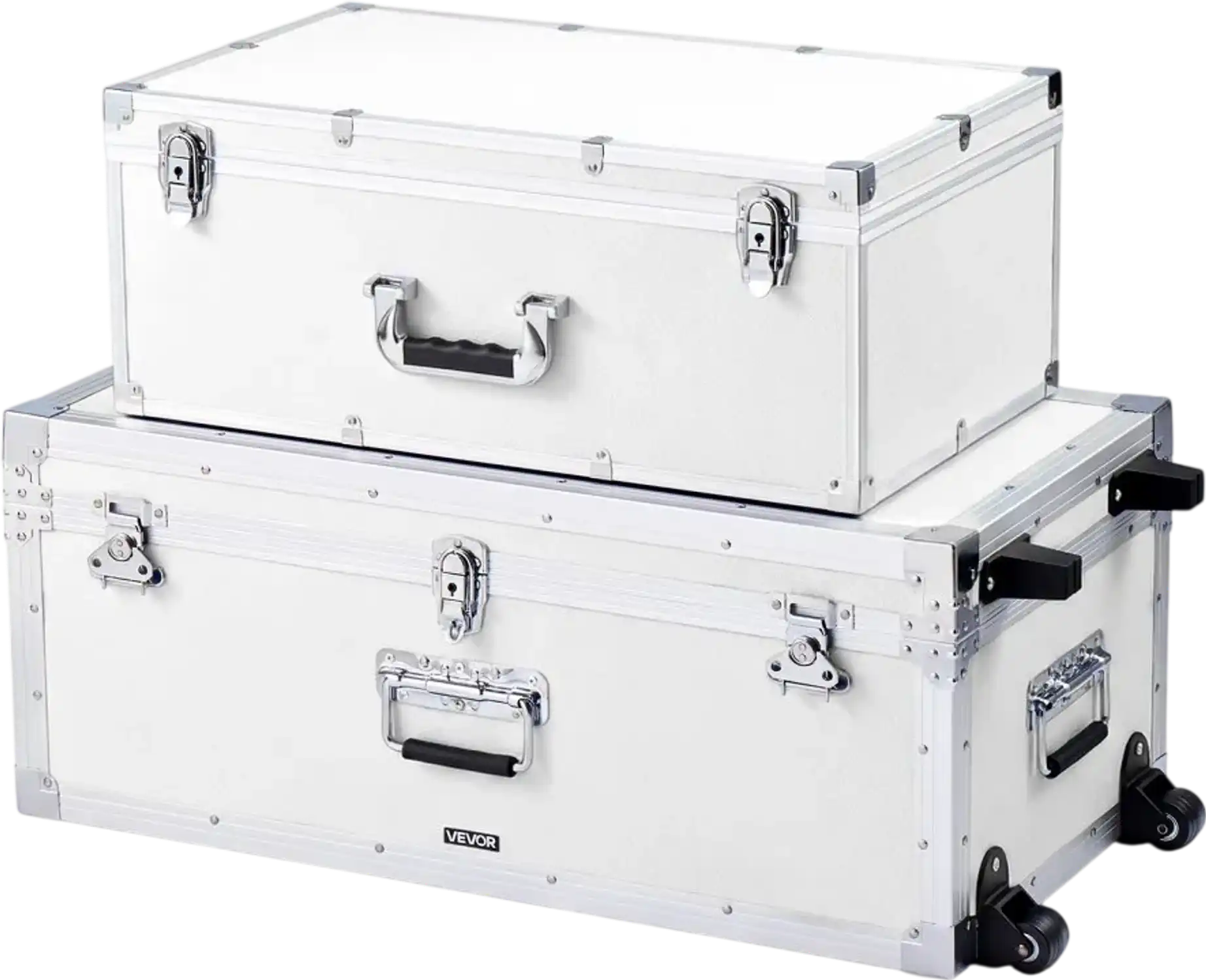Vevor Storage Trunk Set of 2 Wooden Suitcase Storage Boxes with Padlocks White New