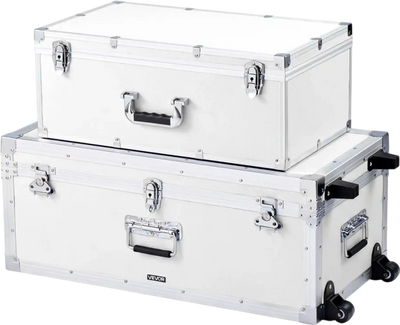 Vevor Storage Trunk Set of 2 Wooden Suitcase Storage Boxes with Padlocks White New
