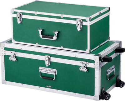 Vevor Storage Trunk Set Green Wooden Suitcase Boxes with Padlocks New