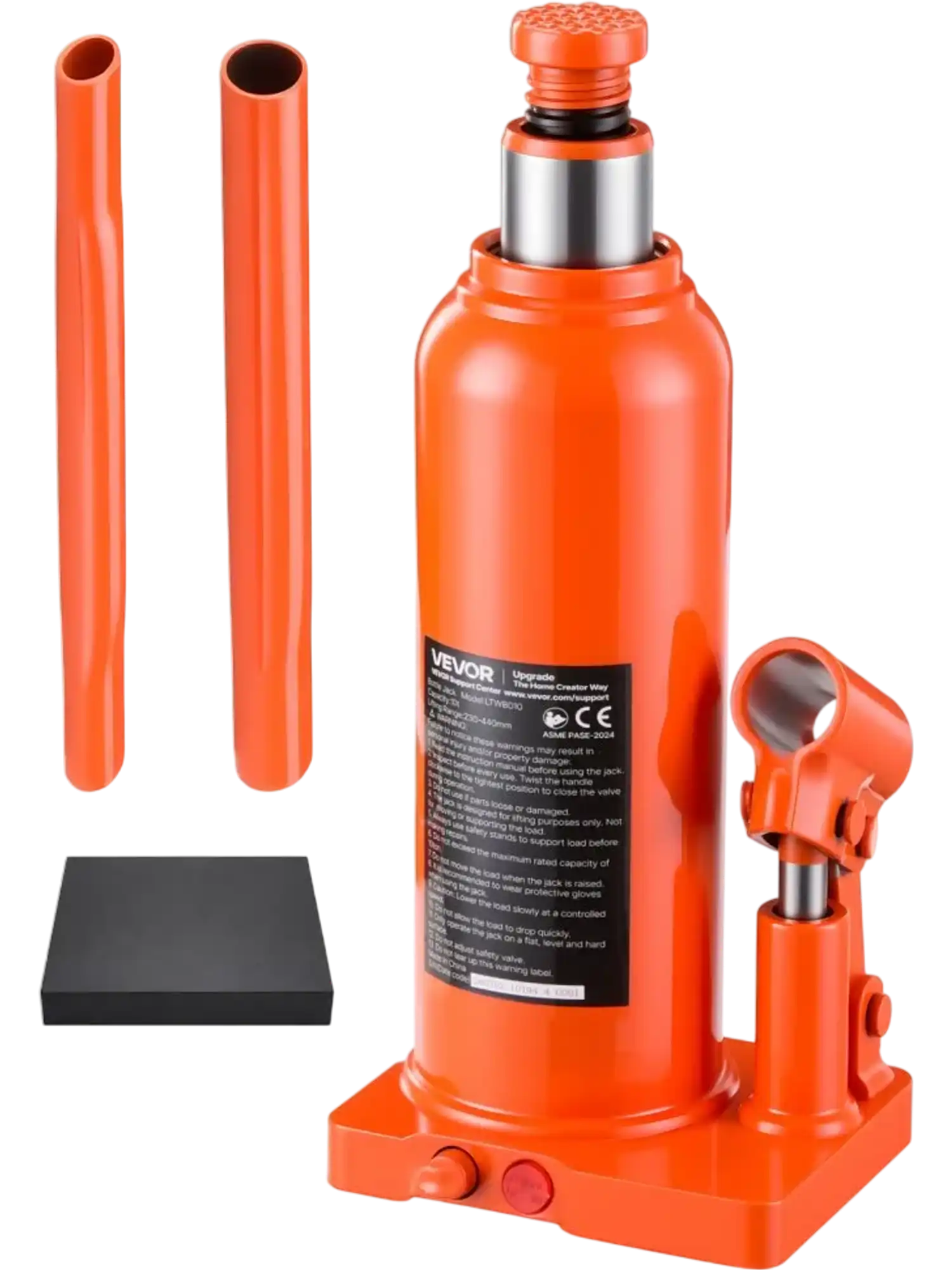 Vevor Hydraulic Bottle Jack 10 Ton Heavy-Duty Multi-Directional Welded Jack with Long Handle New