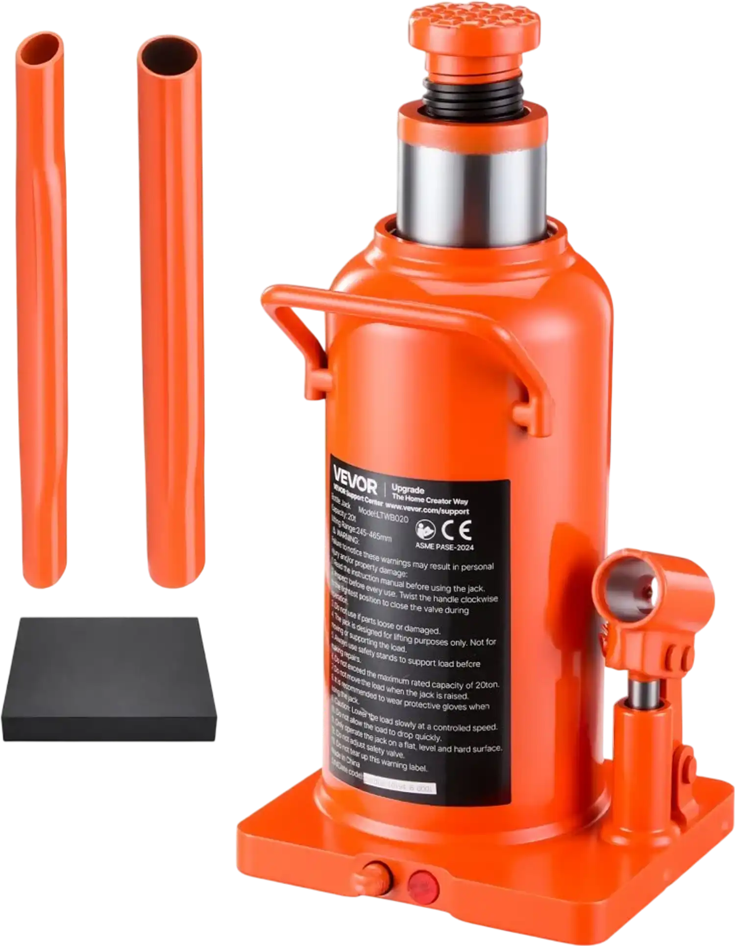 Vevor Hydraulic Bottle Jack 20-Ton Multi-Directional Welded Jack with Long Handle New