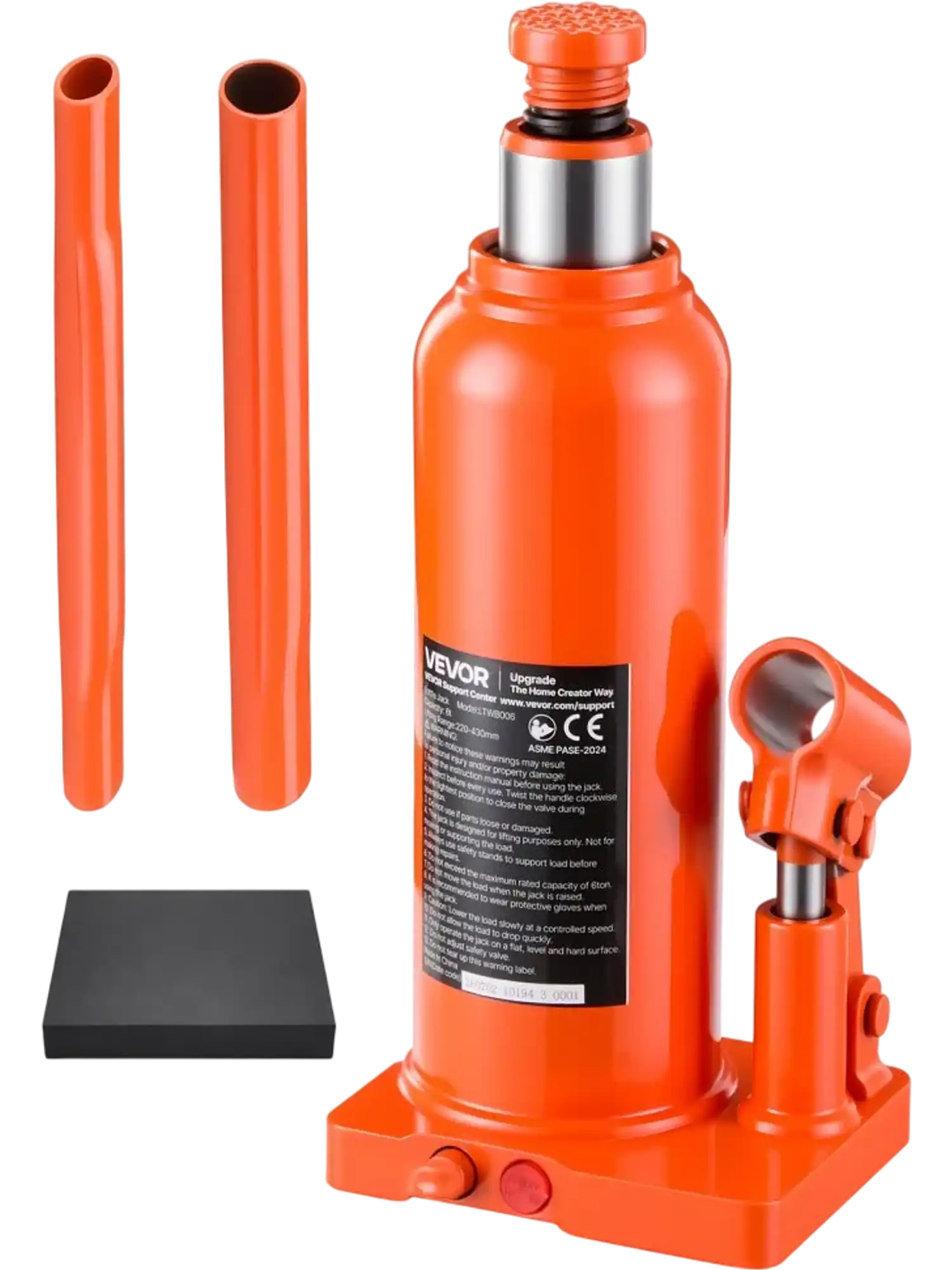 Vevor Hydraulic Bottle Jack 6-Ton Multi-Directional Welded Jack with Long Handle New