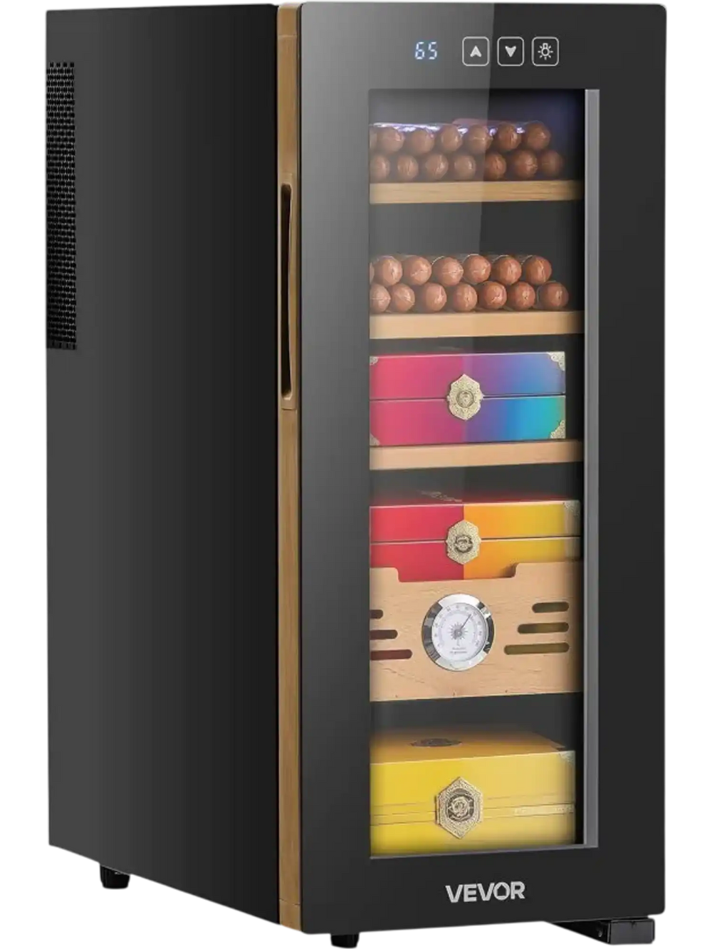 VEVOR Electric Humidor, 33L, 250 Counts Electric Cigar Humidor Cabinet with Cooling Temperature Control, Spanish Cedar Wood Shelves & Drawers, Mechanical Hygrometer, 4 Layers, Cooler for Household