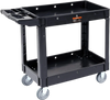 VEVOR Utility Service Cart, 2 Shelf 550LBS Heavy Duty Plastic Rolling Utility Cart with 360° Swivel Wheels, Medium Lipped Shelf, Ergonomic Storage Handle for Warehouse/Garage/Cleaning/Office