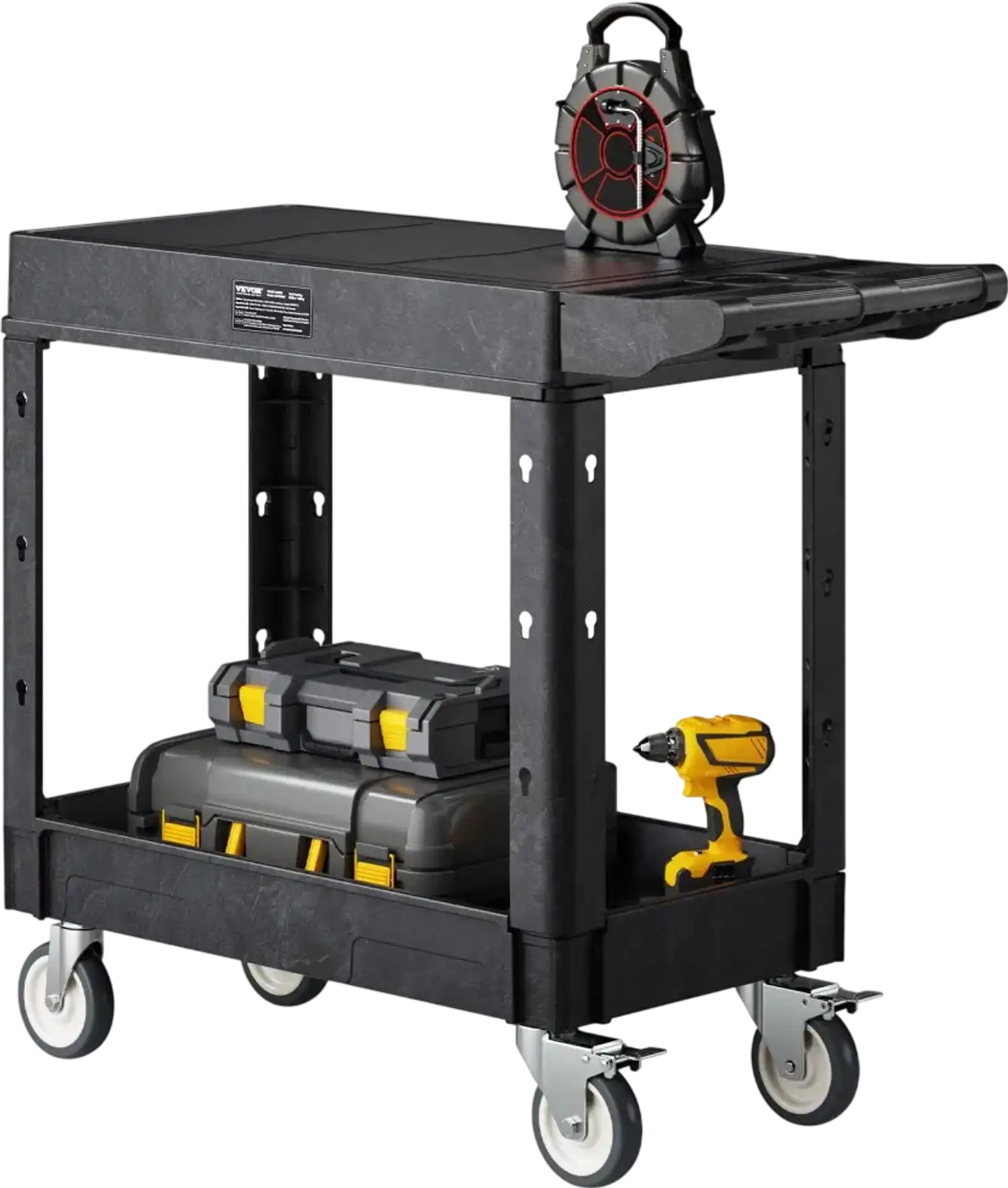 Vevor Utility Cart Heavy Duty 2-Tier Service Cart with Wheels 550 lbs 31.3 x 17.7