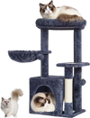 VEVOR Cat Tree for Indoor Cats, 31.4" Cat Tower with Cat Condo, Sisal Scratching Post, Hammock, Top Perch, Jumping Platform, Cat House with Hang Ball, Cat Furniture Activity Center, Dark Grey