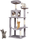 VEVOR Cat Tree for Indoor Cats, 56.2" Cat Tower with Cat Condo, Sisal Scratching Post, Hammock, Top Perch, Jumping Platforms, Large Cat House with Hang Ball, Cat Furniture Activity Center, Light Grey