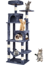 VEVOR Cat Tree for Indoor Cats, 63" Cat Tower with 2 Cat Condos, Sisal Scratching Post, Hammock, Top Perch, Jumping Platforms, Large Cat Furniture Activity Center with Hang Ball, Dark Grey