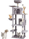 VEVOR Cat Tree for Indoor Cats, 68.5" Cat Tower with 2 Cat Condos, Sisal Scratching Post, Hammock, Top Perch, Jumping Platforms, Large Cat Furniture Activity Center with Hang Ball, Light Grey