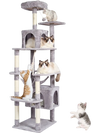 VEVOR Cat Tree for Indoor Cats, 72" Cat Tower with 2 Cat Condos, Sisal Scratching Post, Hammock, Top Perch, Jumping Platforms, Large Cat Furniture Activity Center with Hang Ball, Light Grey
