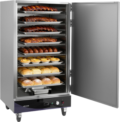 Vevor Hot Box Food Warmer 8-Tier 510 Qt. Single Door with Water Tray Adjustable Shelves 1300W New