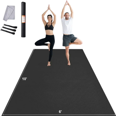 VEVOR Exercise Mat, Non Slip High Density Premium Yoga Mat, Exercise Yoga Mat for Men Women, Fitness & Exercise Mat with Bag & Carry Strap, for All Types of Home Yoga, Pilate & Floor Workout (10x6ft)