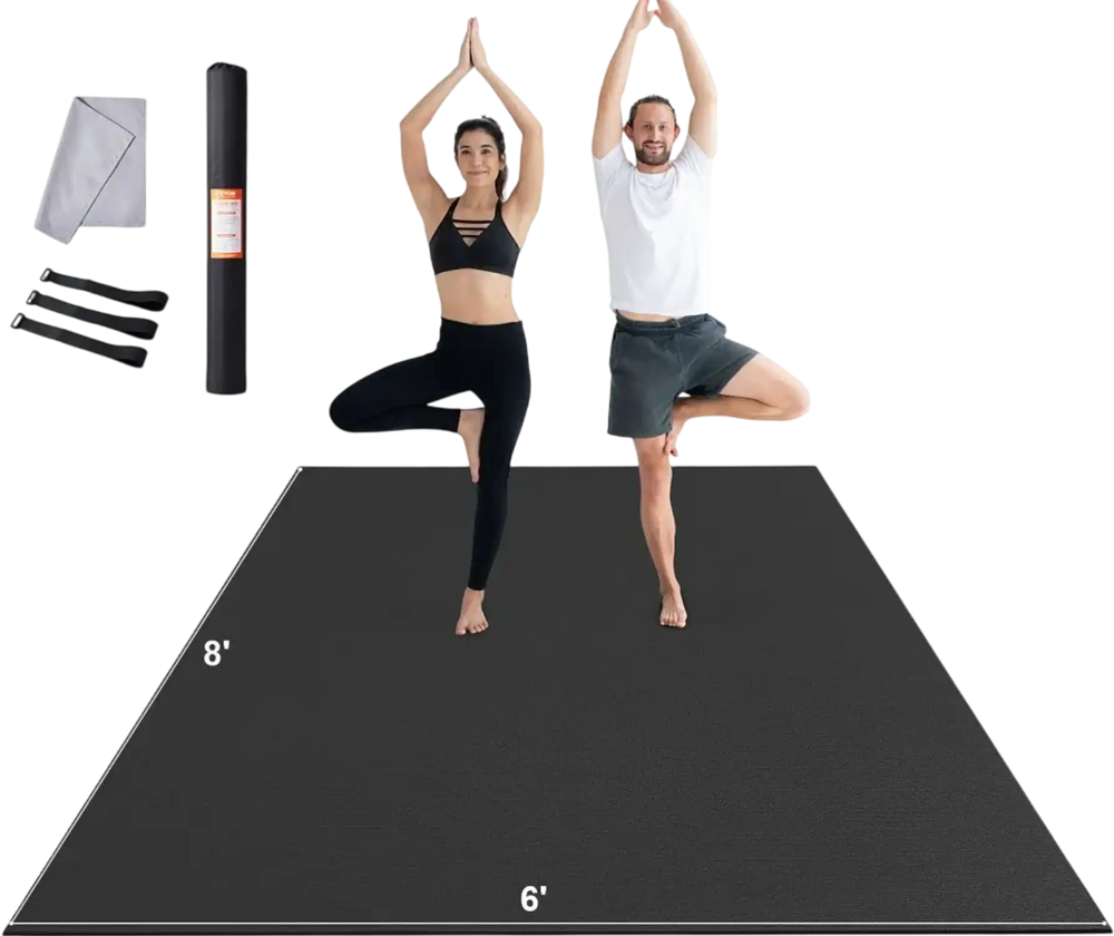 VEVOR Exercise Mat, Non Slip High Density Premium Yoga Mat, Exercise Yoga Mat for Men & Women, Fitness & Exercise Mat with Bag & Carry Strap, for All Types of Home Yoga, Pilate & Floor Workout (8x6ft)