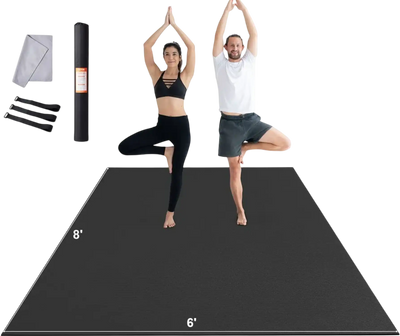 VEVOR Exercise Mat, Non Slip High Density Premium Yoga Mat, Exercise Yoga Mat for Men & Women, Fitness & Exercise Mat with Bag & Carry Strap, for All Types of Home Yoga, Pilate & Floor Workout (8x6ft)