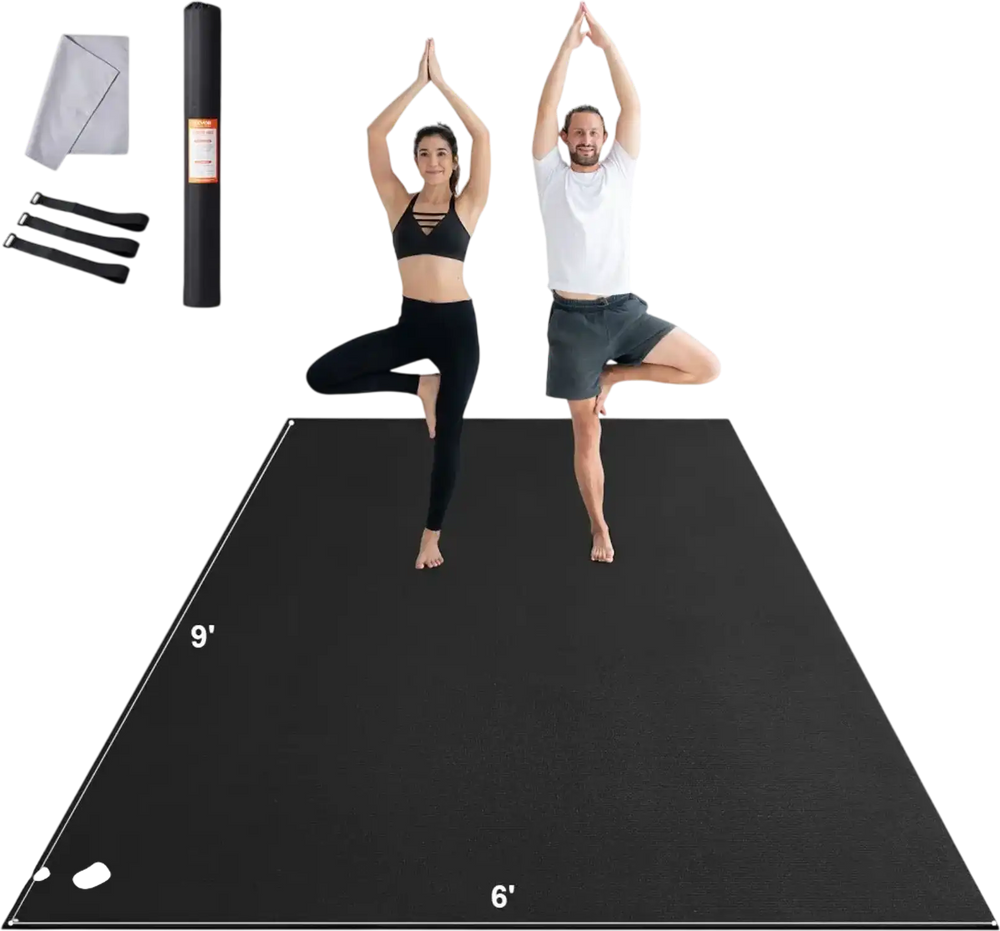 VEVOR Exercise Mat, Non Slip High Density Premium Yoga Mat, Exercise Yoga Mat for Men & Women, Fitness & Exercise Mat with Bag & Carry Strap, for All Types of Home Yoga, Pilate & Floor Workout (9x6ft)