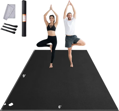 VEVOR Exercise Mat, Non Slip High Density Premium Yoga Mat, Exercise Yoga Mat for Men & Women, Fitness & Exercise Mat with Bag & Carry Strap, for All Types of Home Yoga, Pilate & Floor Workout (9x6ft)