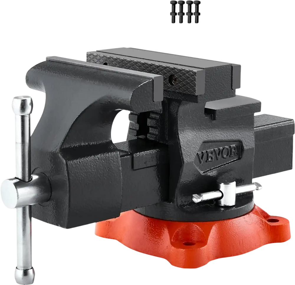 VEVOR Bench Vise, 5.5" Jaw Width, 5.5" Max Jaw Opening Multipurpose Vise with 360° Swivel Locking Base, 2.8" Throat Depth, Heavy Duty Ductile Iron Workbench Vise, Two-Way Jaws for Clamping Round Pipes