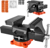 VEVOR Bench Vise, 8" Jaw Width, 8" Max Jaw Opening Multipurpose Vise with 360° Swivel Locking Base, 3.7" Throat Depth, Heavy Duty Ductile Iron Workbench Vise, Two-Way Jaws for Clamping Round Pipes