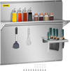 VEVOR Range Backsplash with Shelf 36 x 29.5 Inch Range Hood Wall Shield, Stainless Steel Backsplash Silver Splash Plate for Range Hood Stainless Backsplash with Built-in Storage Shelf and Hanging Rack