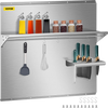 VEVOR Range Backsplash with Shelf 36 x 30.7 Inch Range Hood Wall Shield, Stainless Steel Backsplash Silver Splash Plate for Range Hood Stainless Backsplash with Built-in Storage Shelf and Hanging Rack