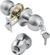 VEVOR Keyed Entry Door Knob, Satin Nickel Door Knob with Round Ball, Keyed Exterior & Thumb Turn Lock Interior, All Metal Doorknobs Hardware with Lock and Keys, Modern Design for Bedroom & Bathroom