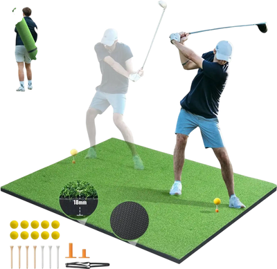 VEVOR Golf Hitting Mat, 5x4ft Artificial Turf Golf Hitting Mat, Golf Hitting Training Aids with 10 Golf Balls, 9 Golf Tees, Golf Practice Hitting Mat for Backyard Driving Indoor Outdoor Training