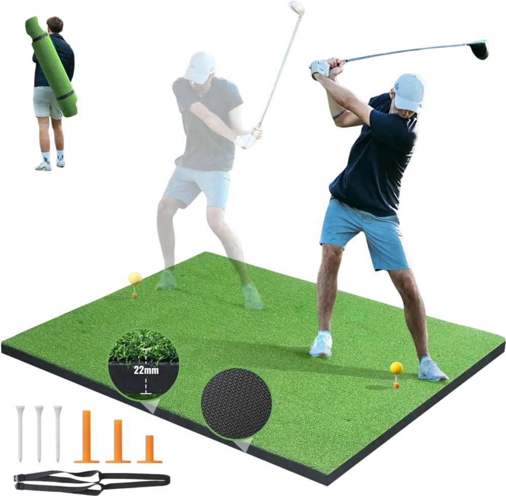 VEVOR Golf Hitting Mat, 5x4ft Artificial Turf Golf Hitting Mat, Golf Hitting Training Aids with 6 Golf Tees, Golf Practice Hitting Mat for Backyard Driving Indoor Outdoor Training