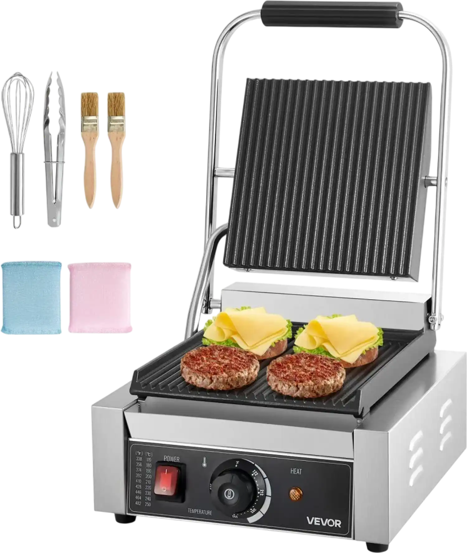 Vevor Panini Grill Commercial Electric Sandwich Press 8.8x9