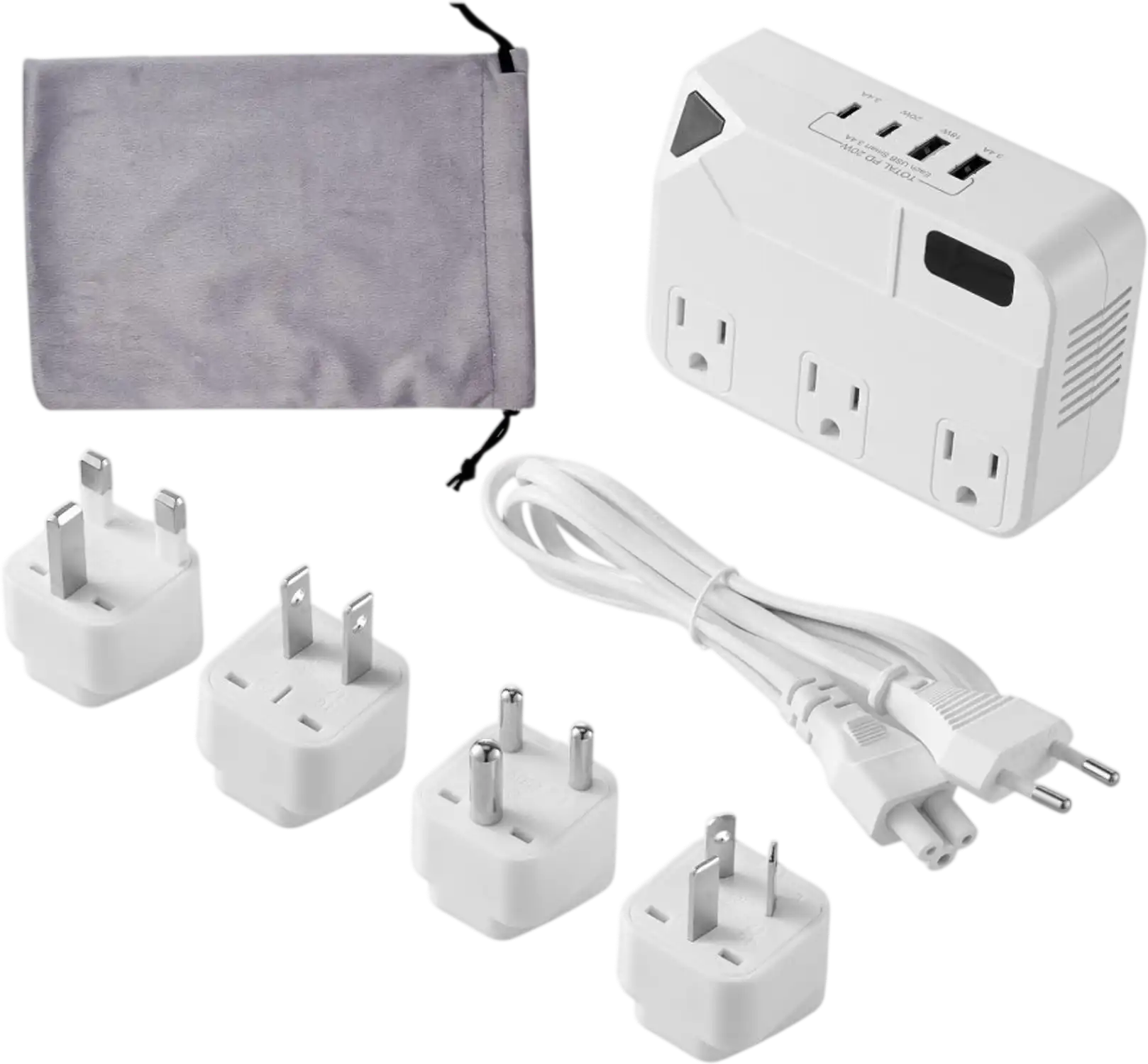 Vevor Voltage Converter 220V to 110V Travel Adapter with 4 USB Ports and 3 AC Sockets New