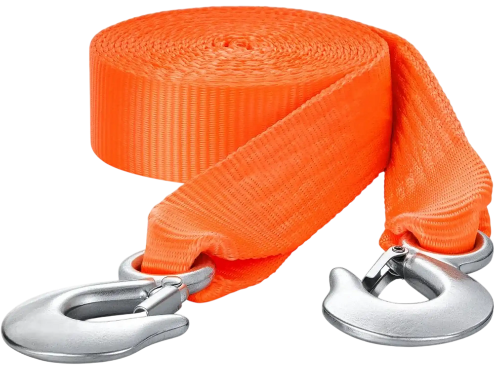 VEVOR ATV Tow Strap with Hooks, 2-inch x 20-foot, 17000 lbs Capacity, Durable Recovery Rope with Security Hooks for Trucks and Vehicles, Essential Towing Accessory for Roadside Assistance