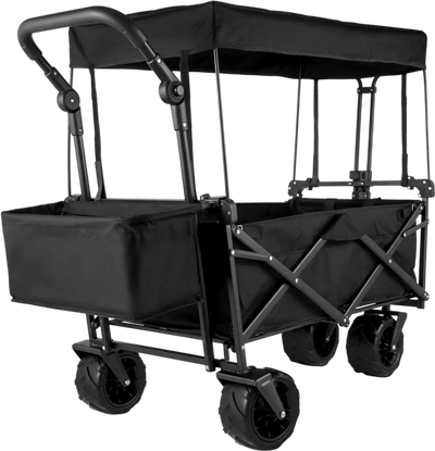 Vevor Folding Wagon Cart Extra Large Collapsible Garden Wagon with Removable Canopy Black New