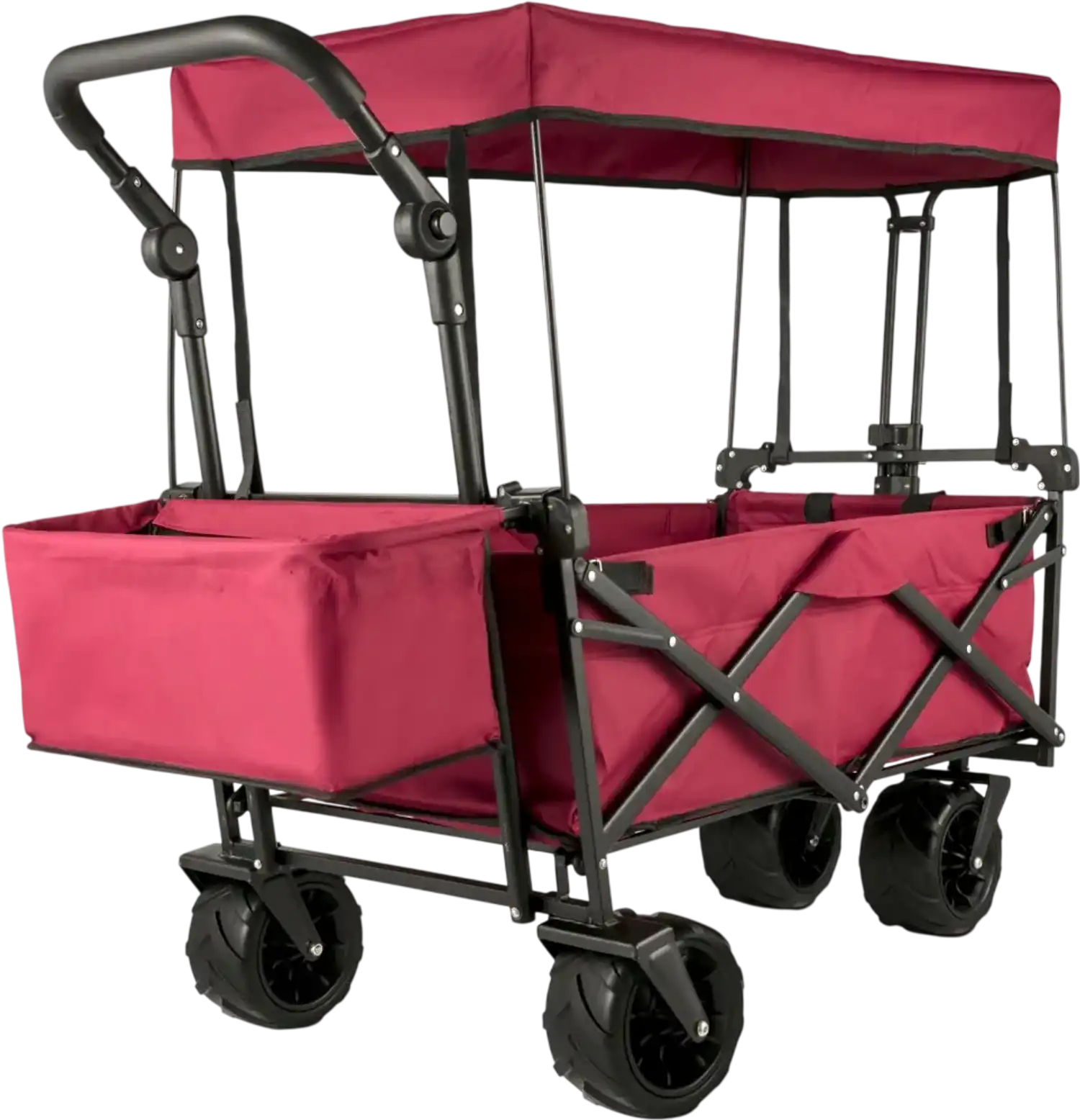 Vevor Folding Wagon Extra Large Collapsible Garden Cart with Removable Canopy Red New