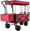 VEVOR Extra Large Collapsible Garden Cart with Removable Canopy, Folding Wagon Utility Carts with Wheels and Rear Storage, Wagon Cart for Garden, Camping, Grocery Cart, Shopping Cart, Red