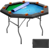 VEVOR Foldable Poker Table, 8 Player 48 in Folding Casino Leisure Table with Padded Rails & Cup Holders, Octagonal Portable Game Tables with Felt & Metal Legs, for Texas Hold'em Game and Blackjack