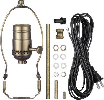 VEVOR Lamp Rewire Kit, E26 Lamp Socket with 12 ft Matching Cord, Antique Bronze Finish, Lamps Making Kit with All Essential Hardware, Light Wiring Kits for Table & Floor Lamps, DIY Rewire or Repair