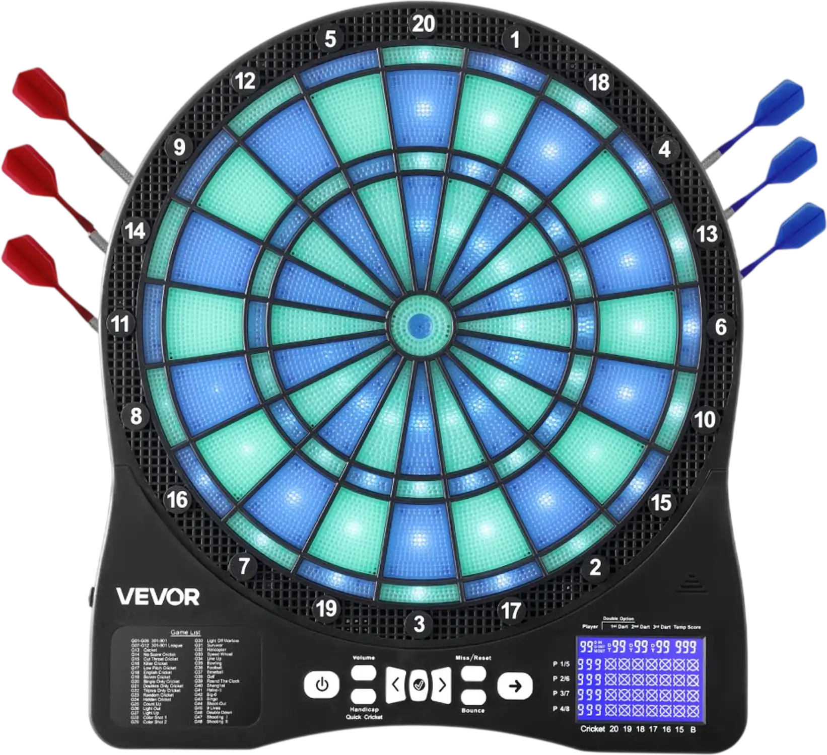 Vevor Electronic Dart Board LED Illuminated Target with LCD Scoring New