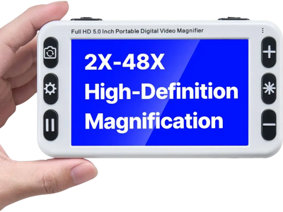 VEVOR Portable Digital Magnifier, 5-inch HD Electronic Video Magnifier for Low Version, 2X - 48X Electronic Reading Aid with 13MP Near & Far Dual Lens, 26 Color Mode, AV/HDMI Output & Foldable Handle