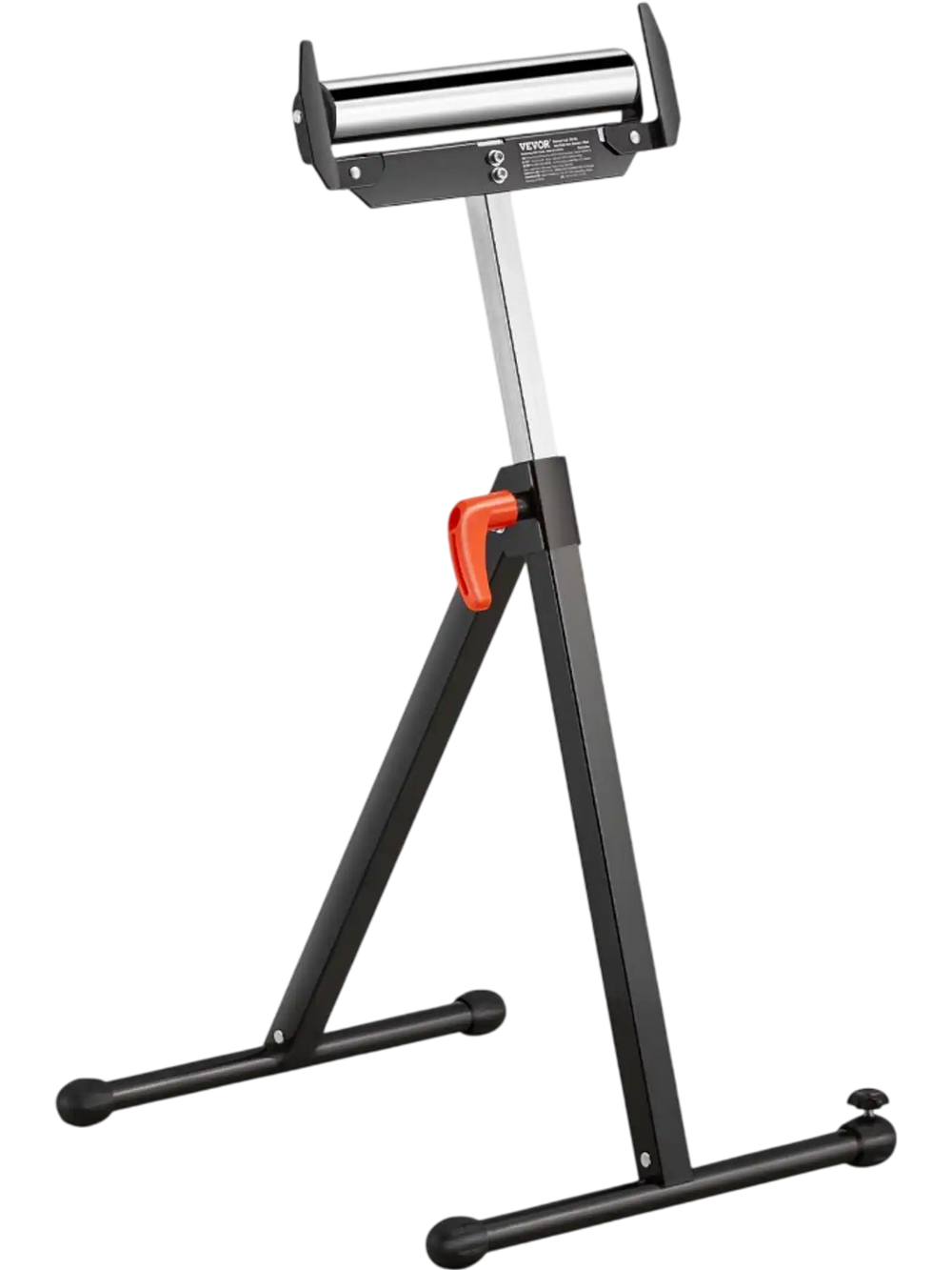 VEVOR Roller Stand, 250 lb Load Capacity, 27 in-43 in Adjustable Height, Folding Heavy Duty with Edge Guides & 11.5 in Polished Steel Roller Head, for Table Saw Outfeed Woodworking Extension Support