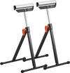 VEVOR 2-Pack Roller Stands, 135 lb Load Capacity, 26.8-42.5'' Adjustable Height, Folding Heavy Duty Design with 11.5 in Polished Steel Roller Head, for Table Saw Outfeed Woodworking Extension Support